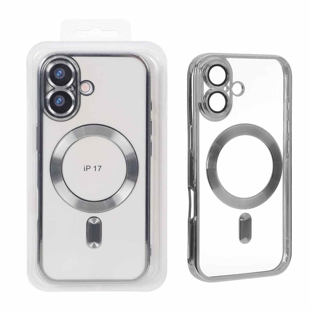 قاب اورجینال الکترواستاتیک Magsafe لنز گلس دار Apple iPhone 17 - نقره ای (پک دار)